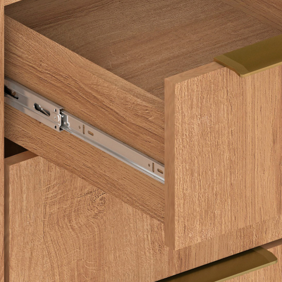 Balcão de Cozinha com Tampo Deseo 2 Portas 3 Gavetas Mel e Fendi 120 cm