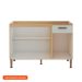 Balcão de Cozinha com Tampo Essência 100% MDF 3 Portas 1 Gaveta Freijó e Off White