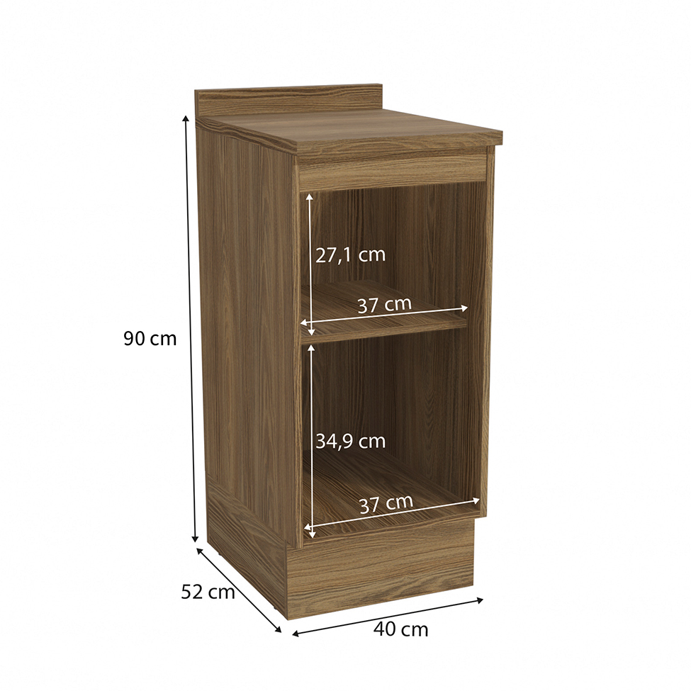 Balcão de Cozinha com Tampo Kapiz 1 Porta Nogueira e Macadamia 40 cm