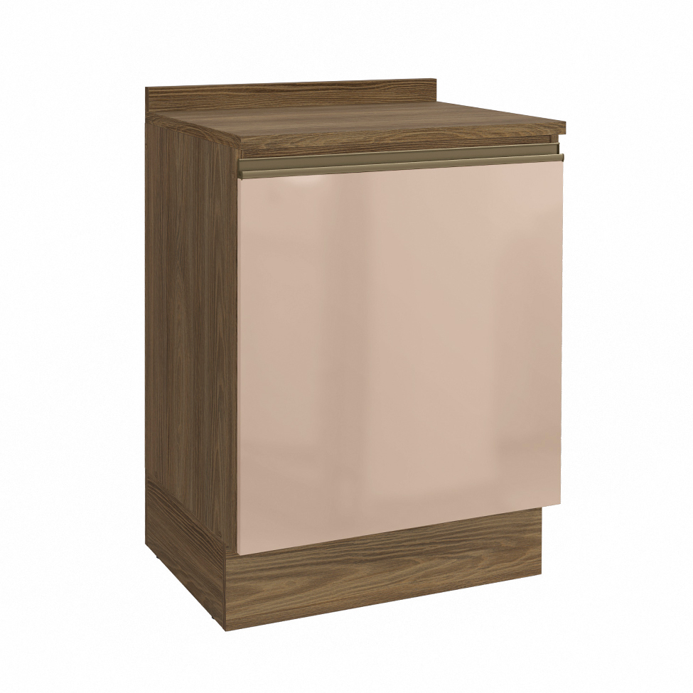 Balcão de Cozinha com Tampo Kapiz 1 Porta Nogueira e Macadamia 60 cm