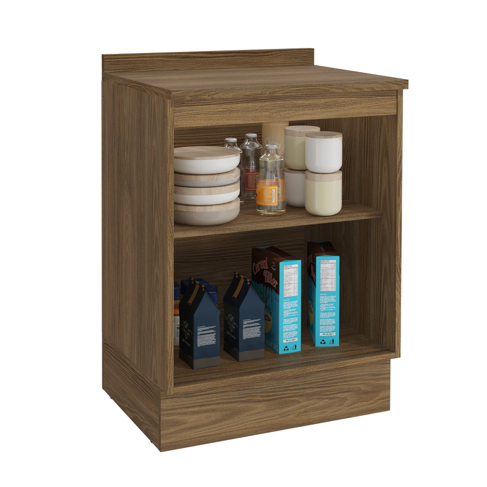 Balcão de Cozinha com Tampo Kapiz 1 Porta Nogueira e Macadamia 60 cm