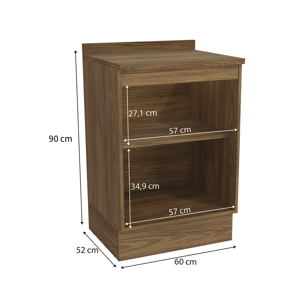 Balcão de Cozinha com Tampo Kapiz 1 Porta Nogueira e Macadamia 60 cm