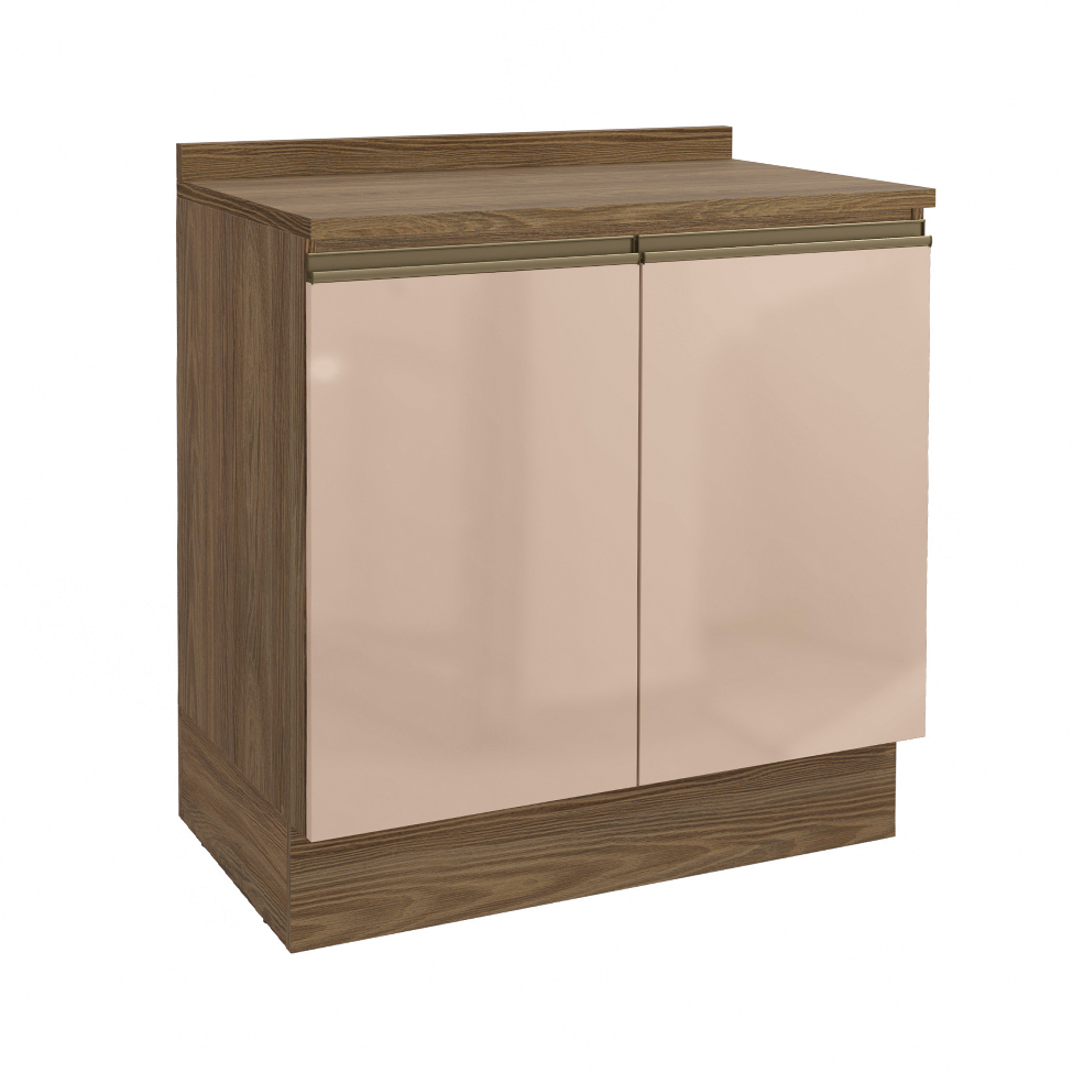 Balcão de Cozinha com Tampo Kapiz 2 Portas Nogueira e Macadamia 80 cm