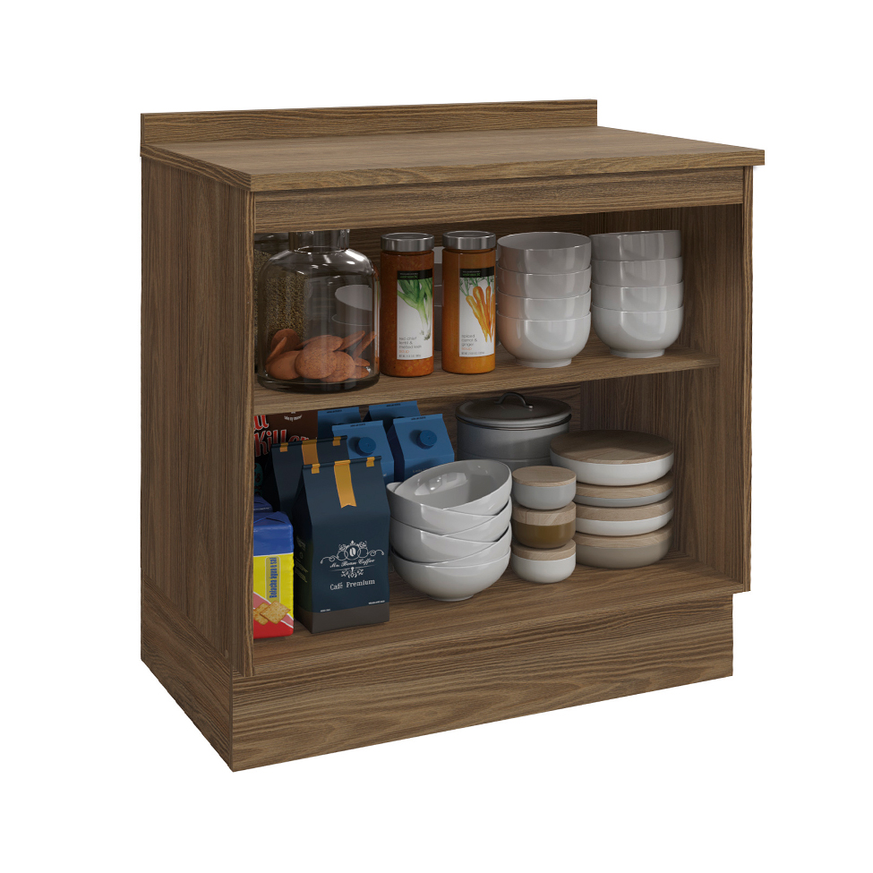 Balcão de Cozinha com Tampo Kapiz 2 Portas Nogueira e Macadamia 80 cm