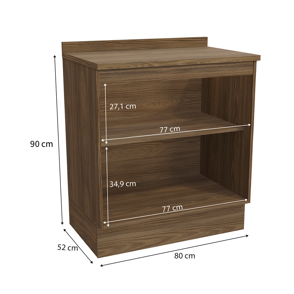 Balcão de Cozinha com Tampo Kapiz 2 Portas Nogueira e Macadamia 80 cm