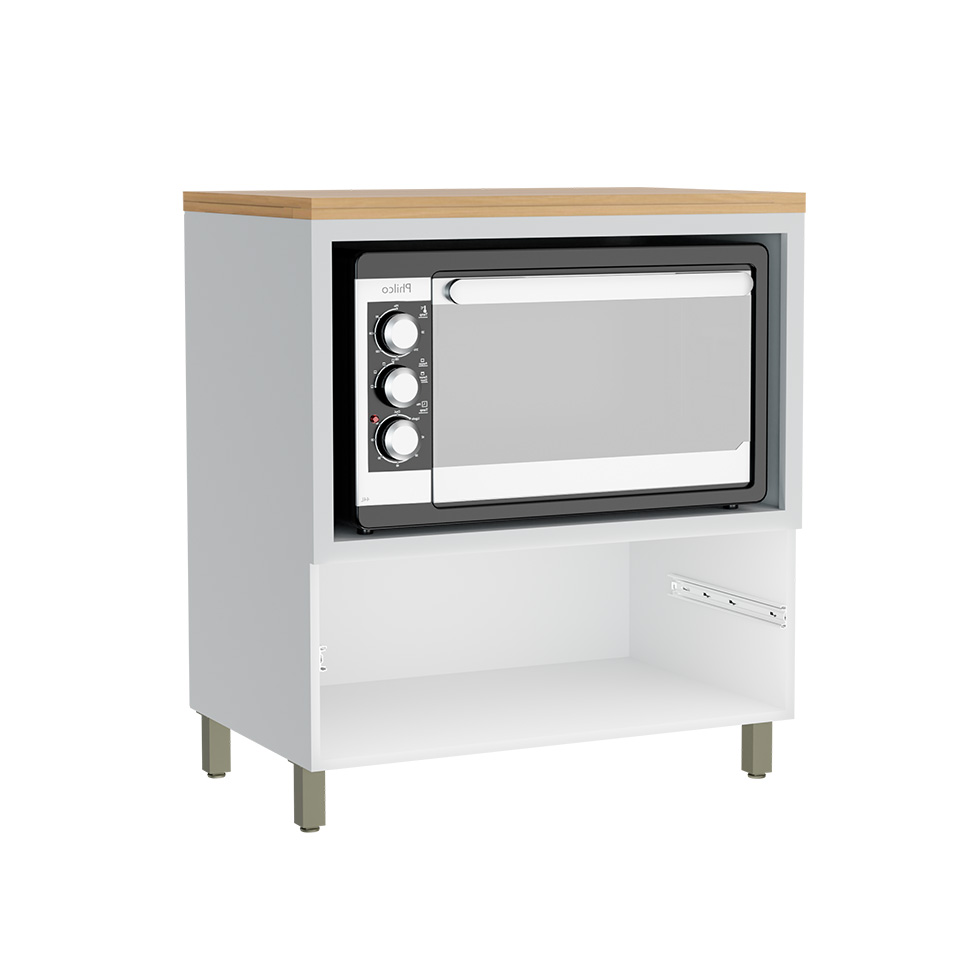 Balcão de Cozinha com Tampo Marquesa 100% MDF 1 Gaveta Branco e Nature