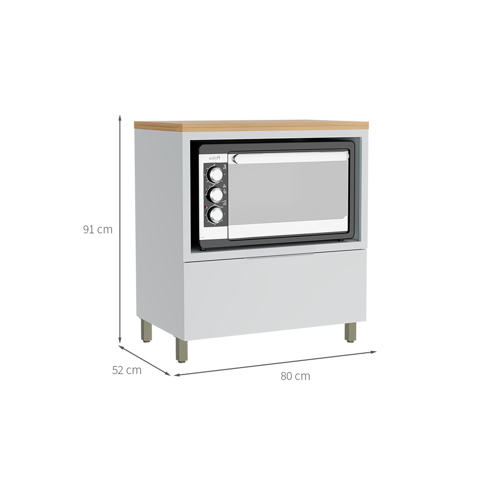 Balcão de Cozinha com Tampo Marquesa 100% MDF 1 Gaveta Branco e Nature