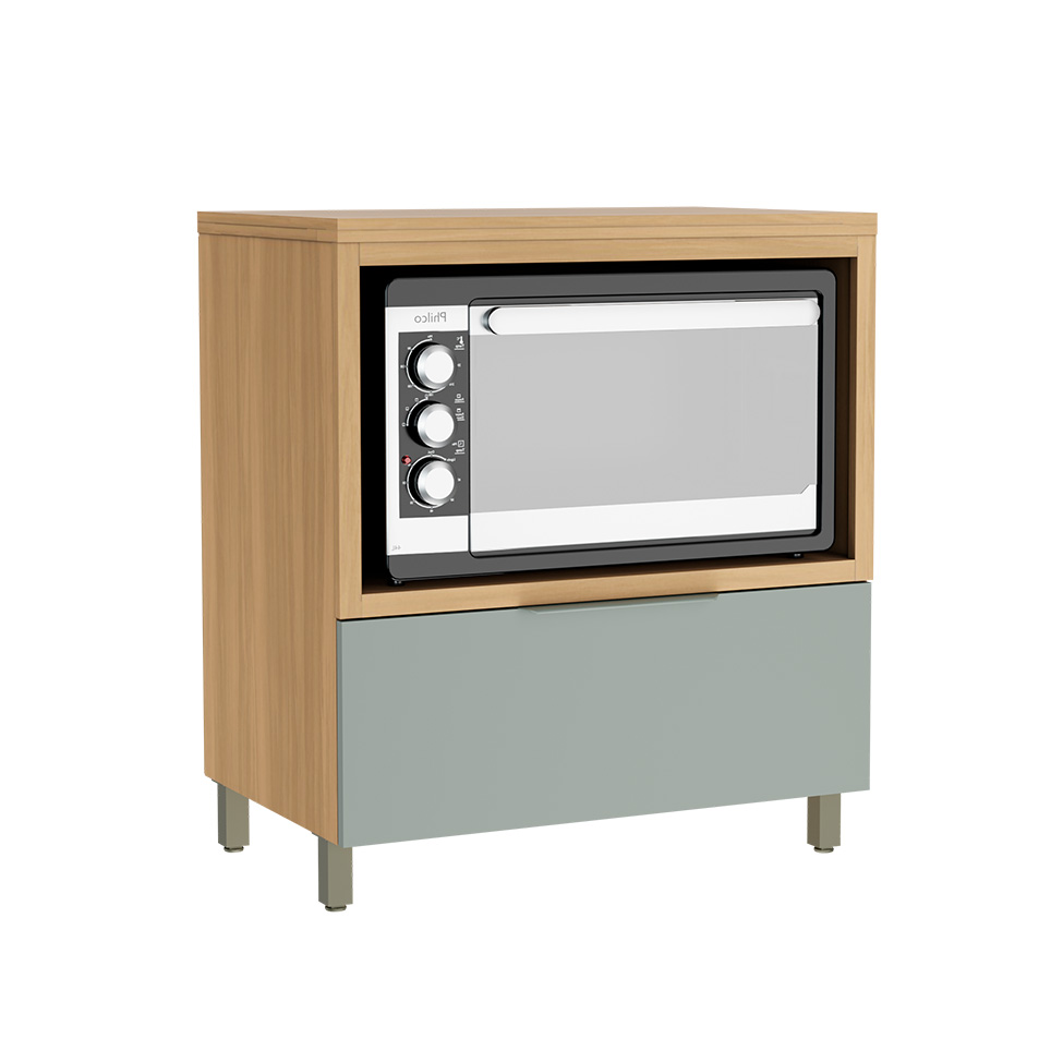 Balcão de Cozinha com Tampo Marquesa 100% MDF 1 Gaveta Verde e Nature