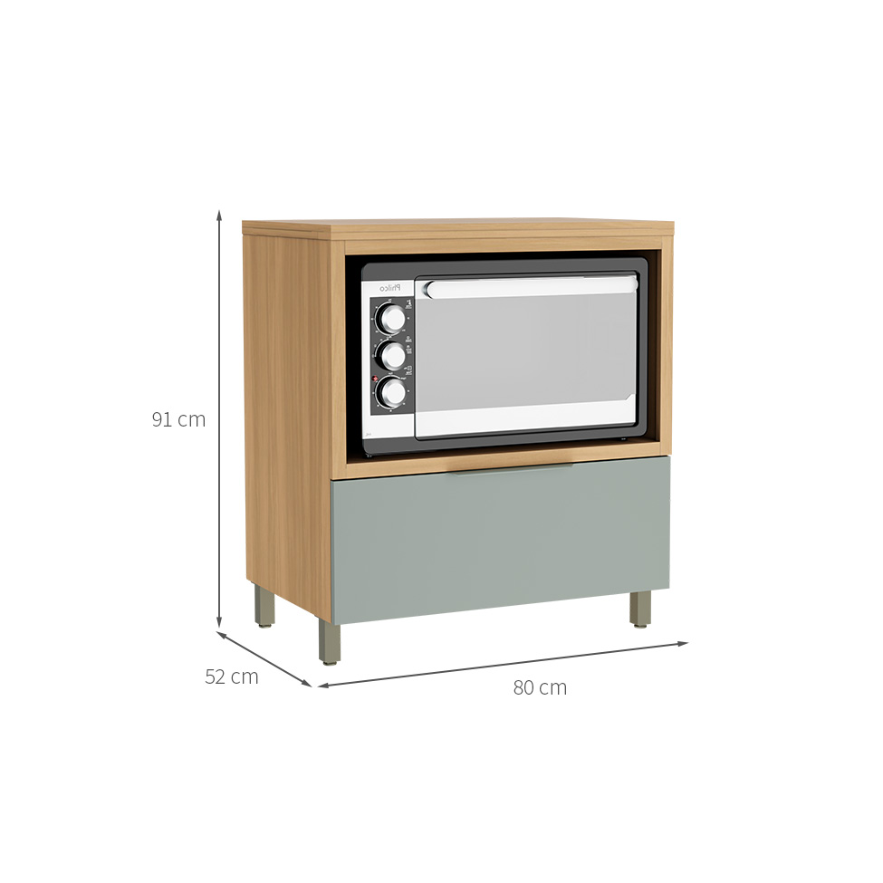 Balcão de Cozinha com Tampo Marquesa 100% MDF 1 Gaveta Verde e Nature