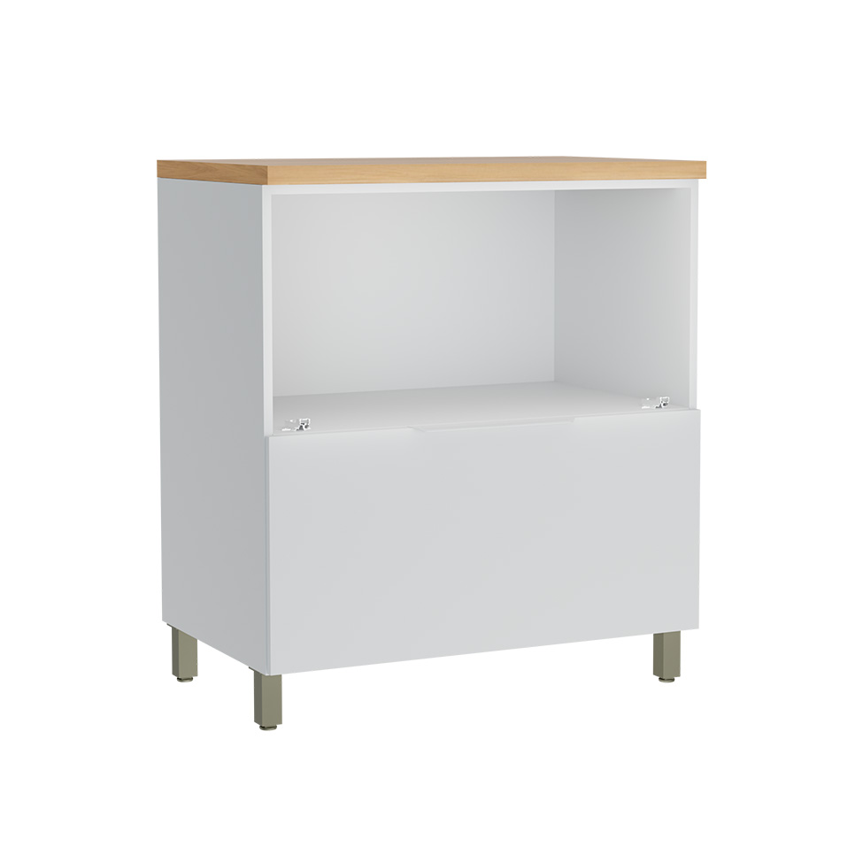 Balcão de Cozinha com Tampo Marquesa 100% MDF 1 Porta 1 Gaveta Branco e Nature