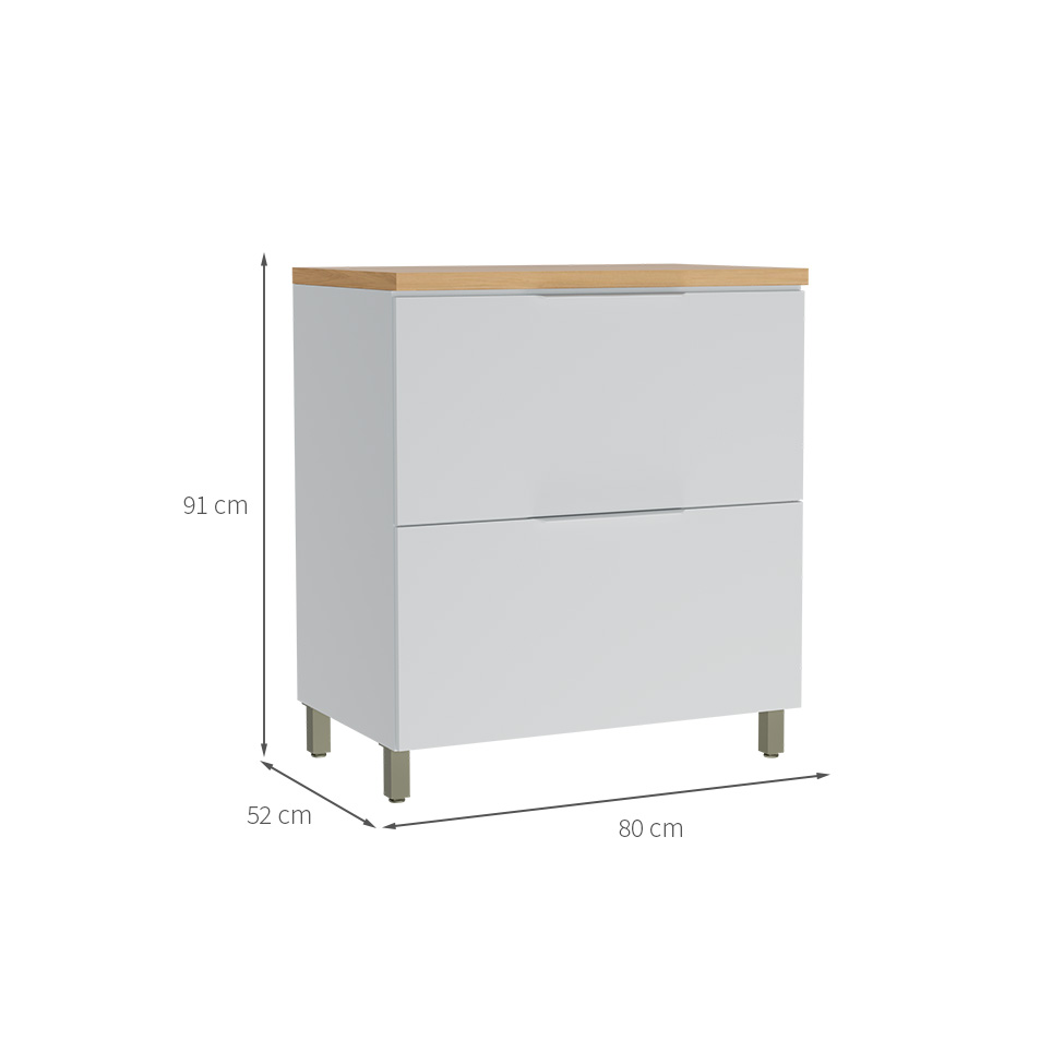 Balcão de Cozinha com Tampo Marquesa 100% MDF 1 Porta 1 Gaveta Branco e Nature