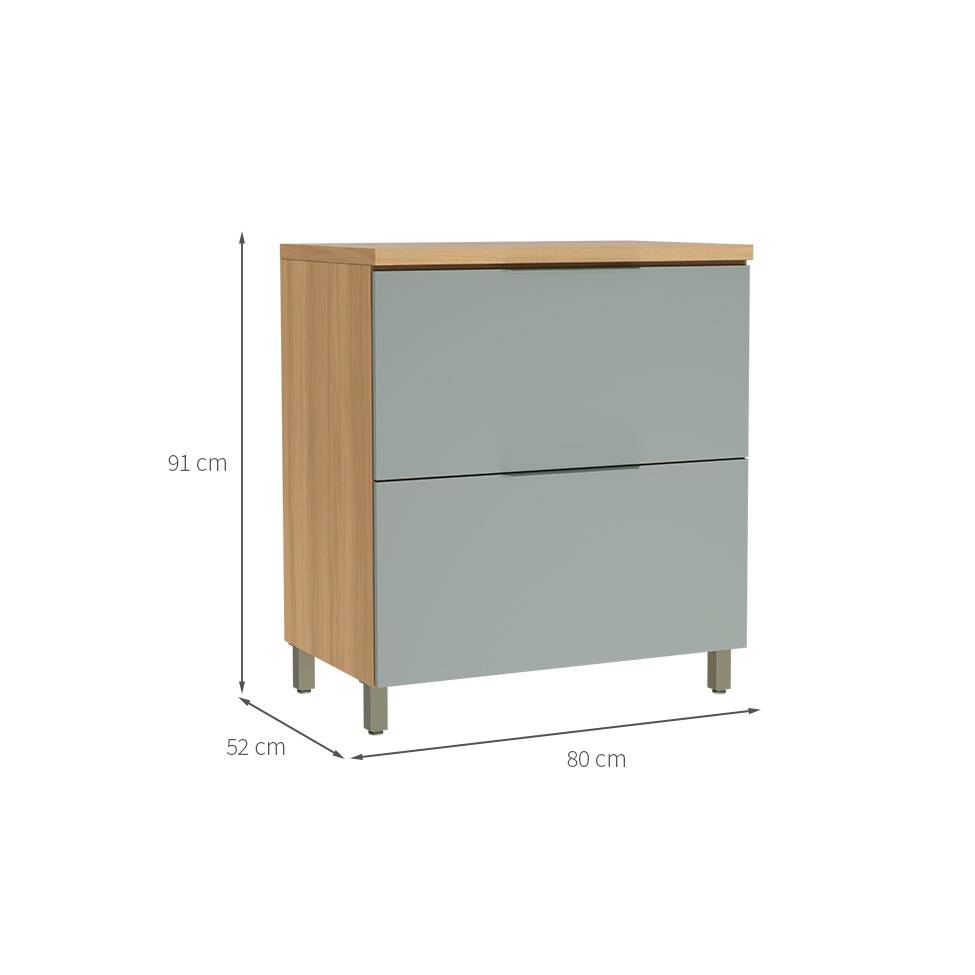 Balcão de Cozinha com Tampo Marquesa 100% MDF 1 Porta 1 Gaveta Verde e Nature