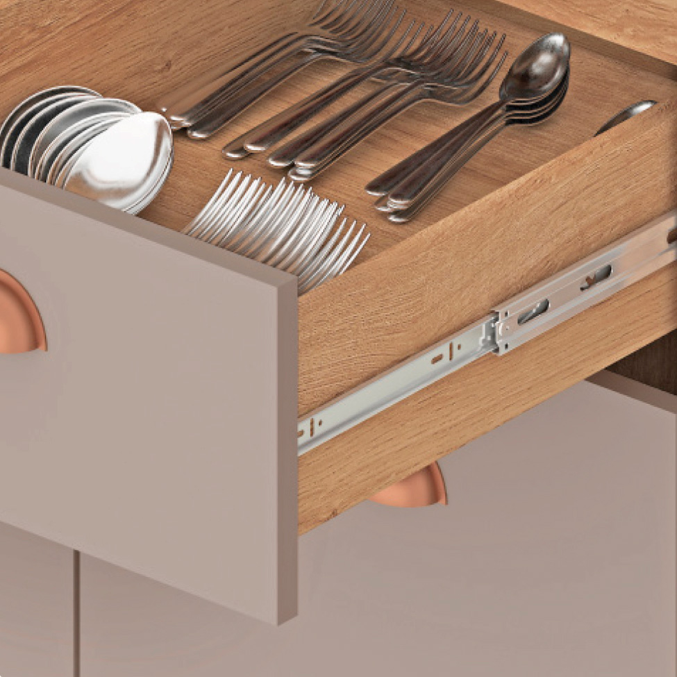 Balcão de Cozinha com Tampo Marti 3 Portas 1 Gaveta Mel e Fendi