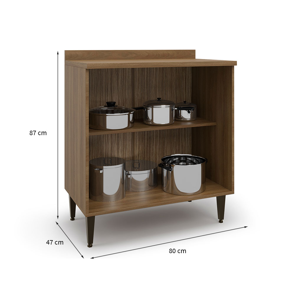 Balcão de Cozinha com Tampo Paris 2 Portas Nogal