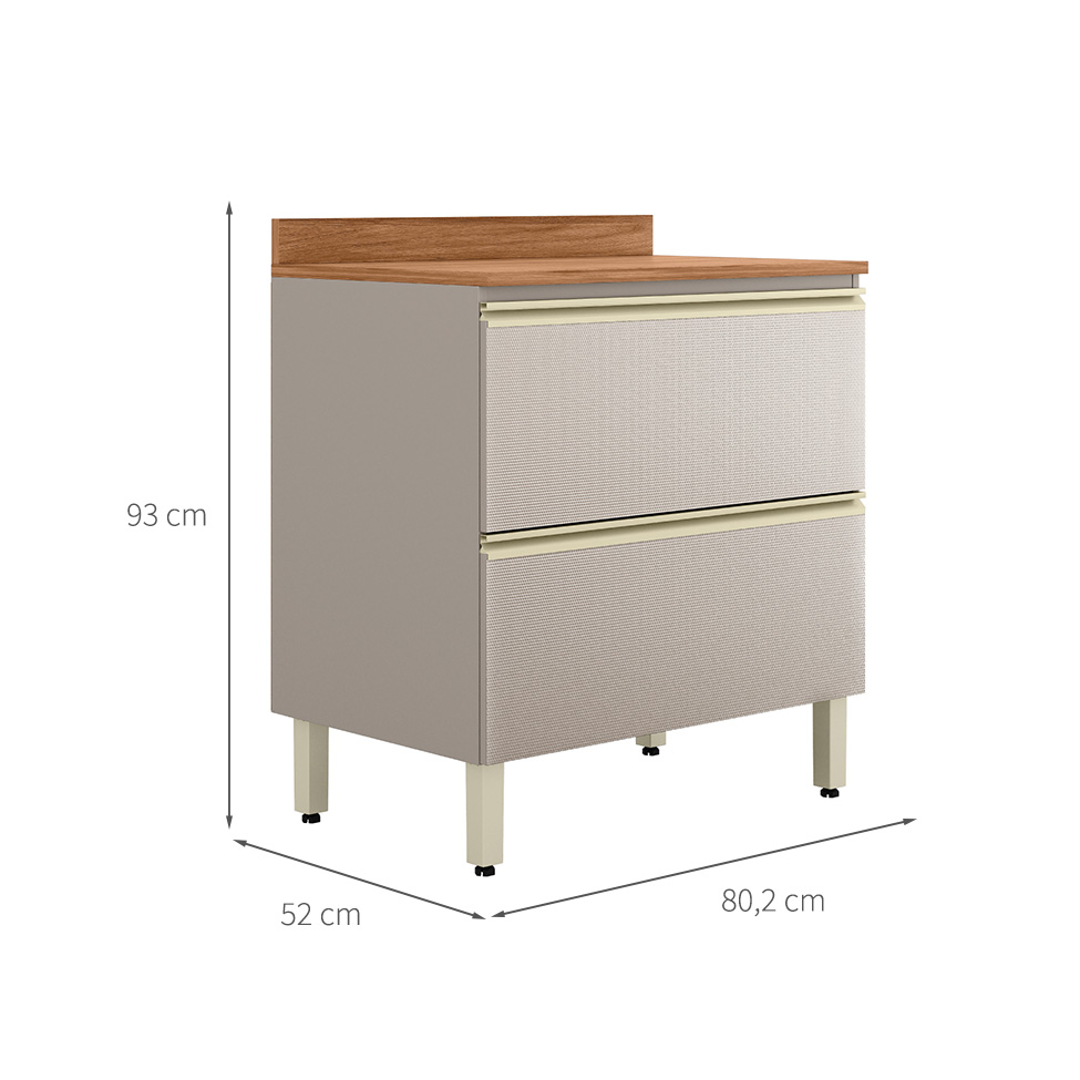 Balcão de Cozinha com Tampo Proença 1 Porta 1 Gaveta Bege e Nogueira