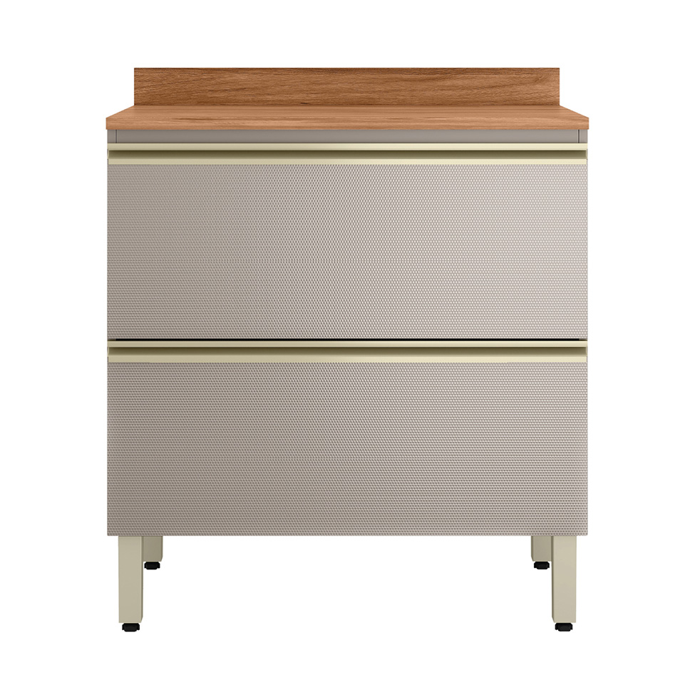 Balcão de Cozinha com Tampo Proença 1 Porta 1 Gaveta Bege e Nogueira