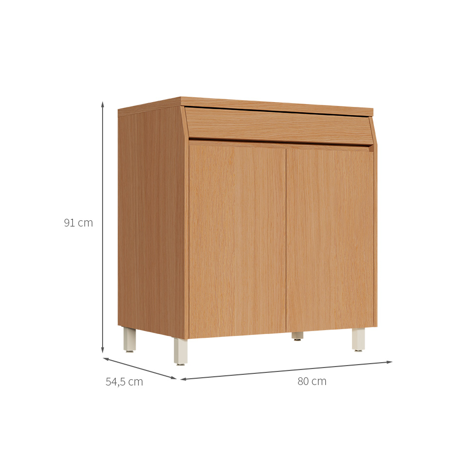 Balcão de Cozinha com Tampo Simone Mendes 100% MDF 2 Portas 1 Gaveta Carvalho