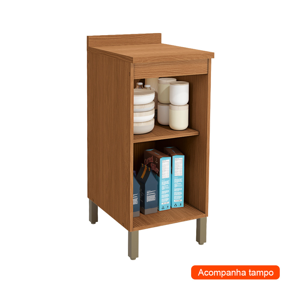Balcão de Cozinha com Tampo Valence 1 Porta Canela 40 cm