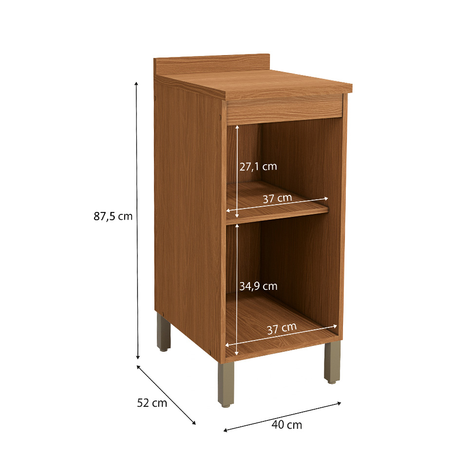 Balcão de Cozinha com Tampo Valence 1 Porta Canela 40 cm