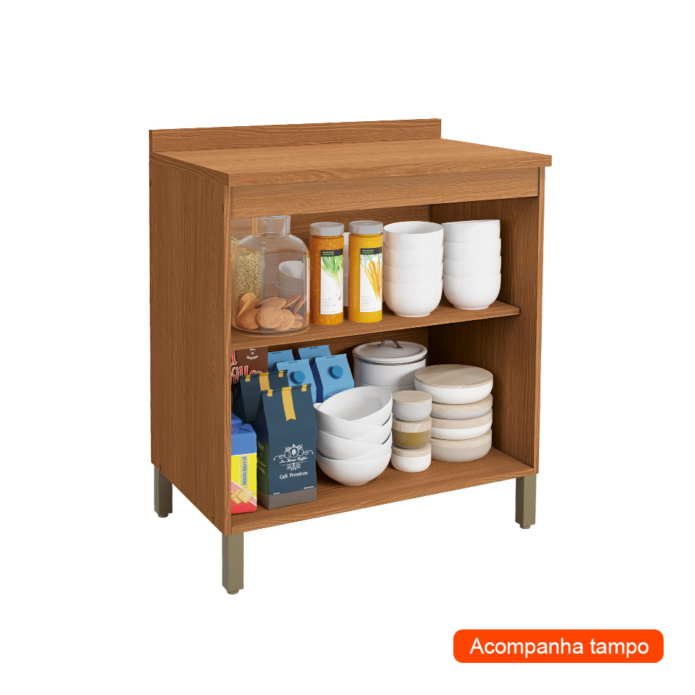 Balcão de Cozinha com Tampo Valence 2 Portas Canela