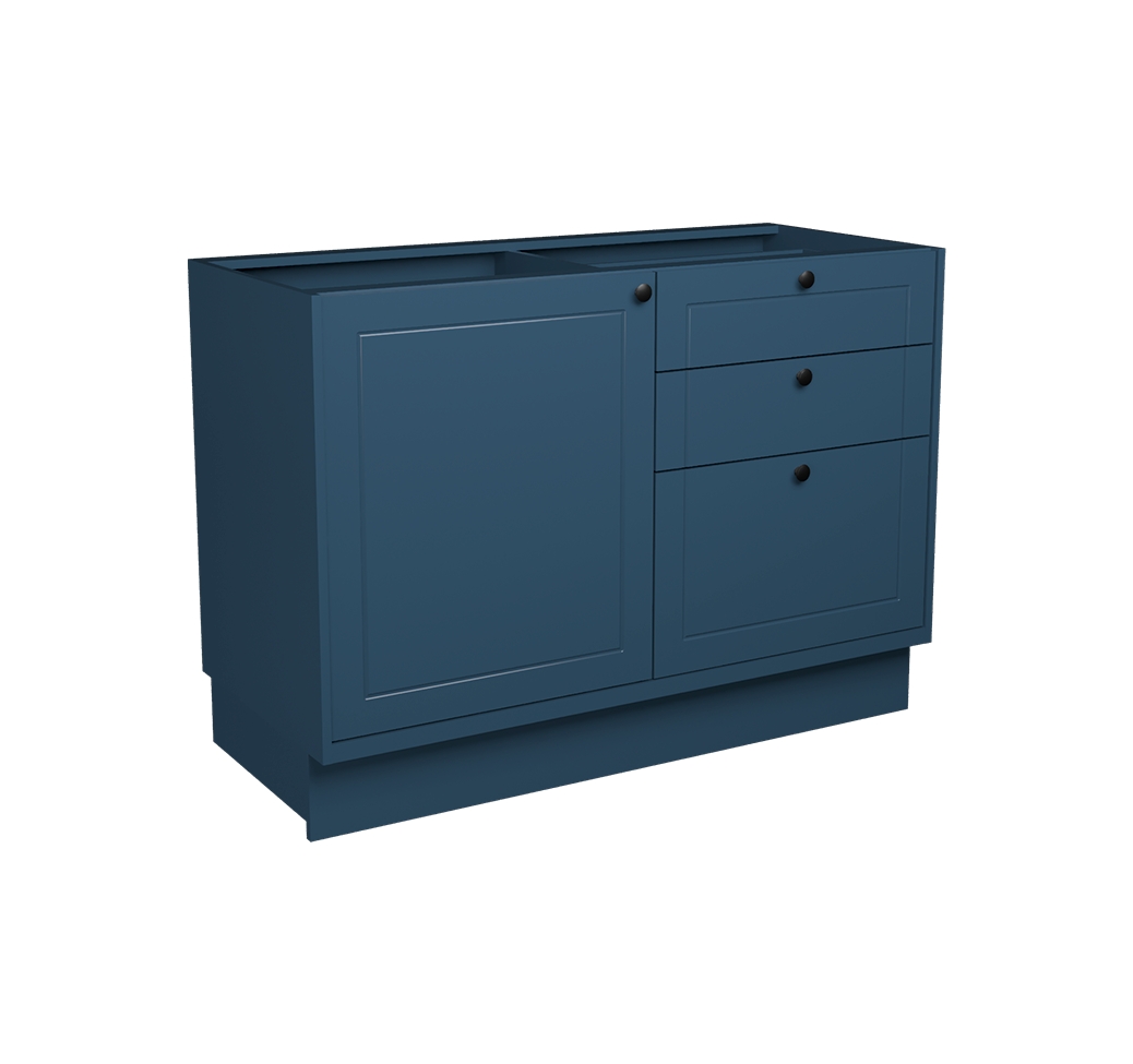 Balcão de Cozinha sem Tampo Évora 1 Porta 3 Gavetas Azul Orion