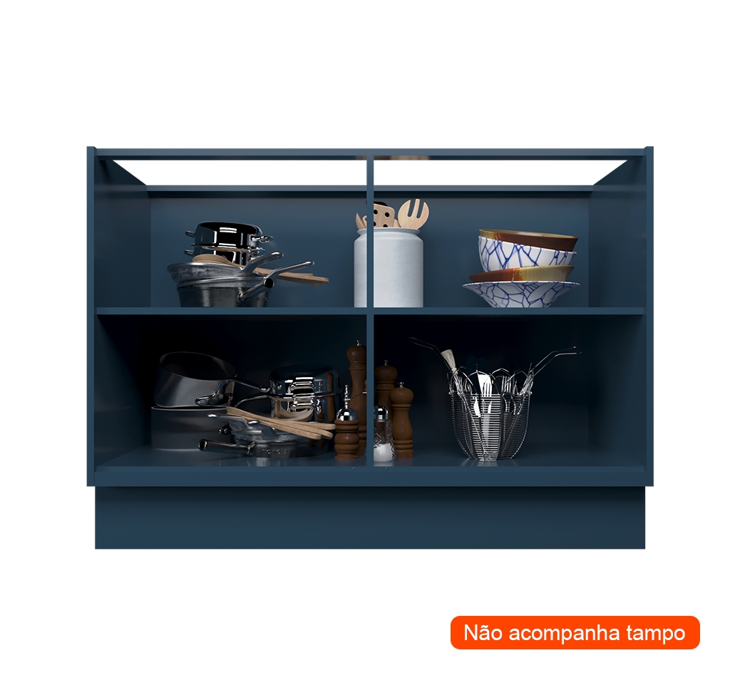 Balcão de Cozinha sem Tampo Évora 2 Portas Azul Orion 120 cm