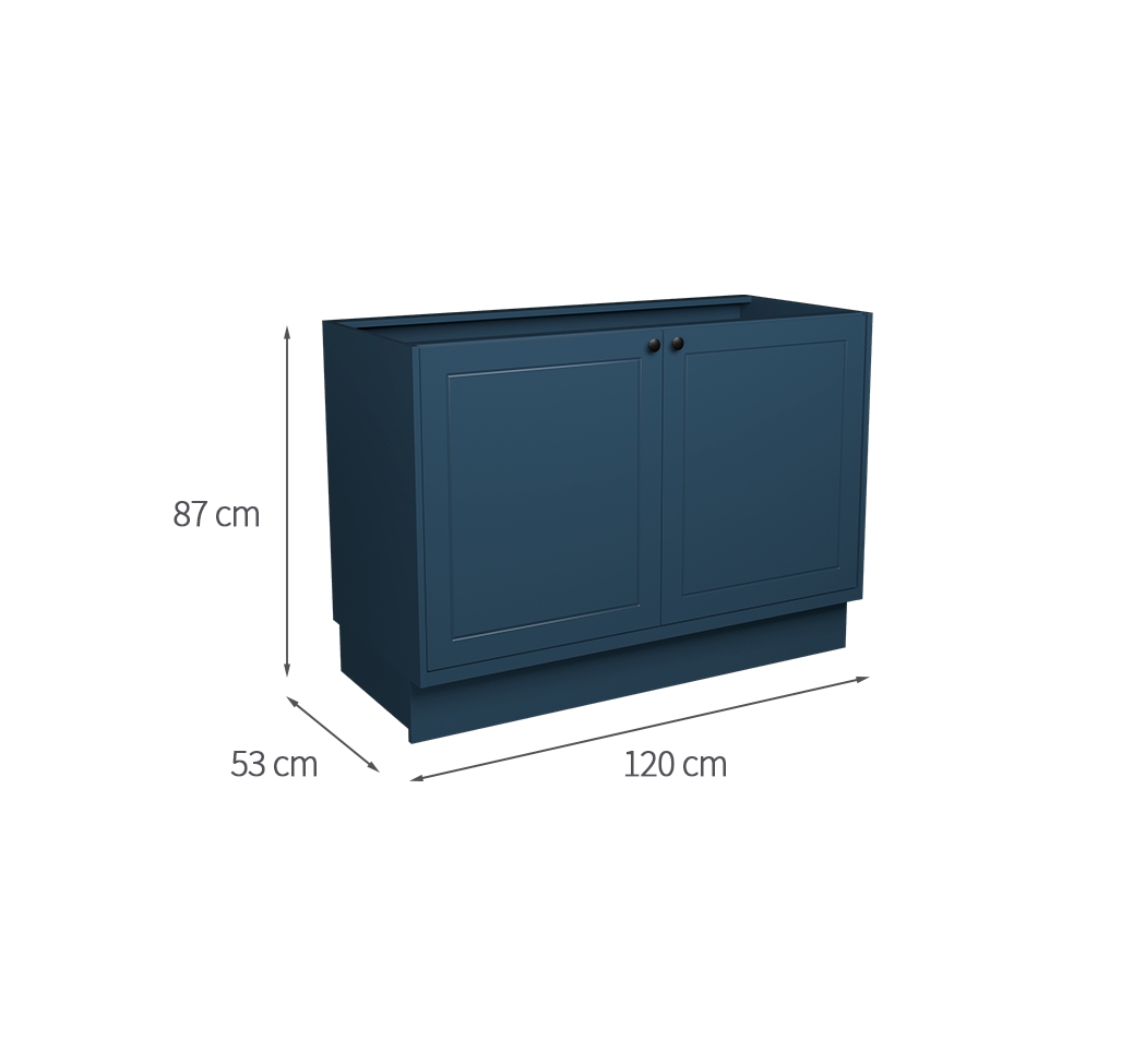 Balcão de Cozinha sem Tampo Évora 2 Portas Azul Orion 120 cm