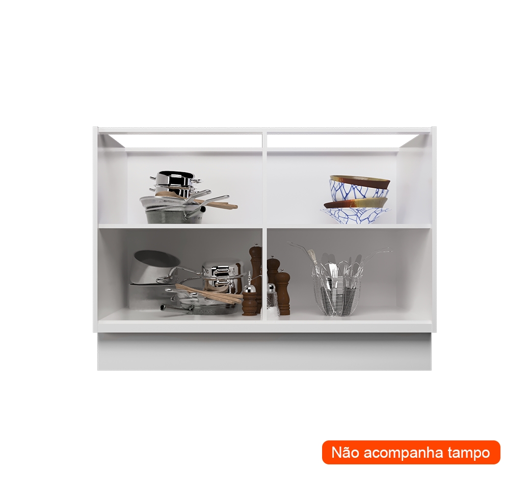 Balcão de Cozinha sem Tampo Évora 2 Portas Branco Ártico 120 cm