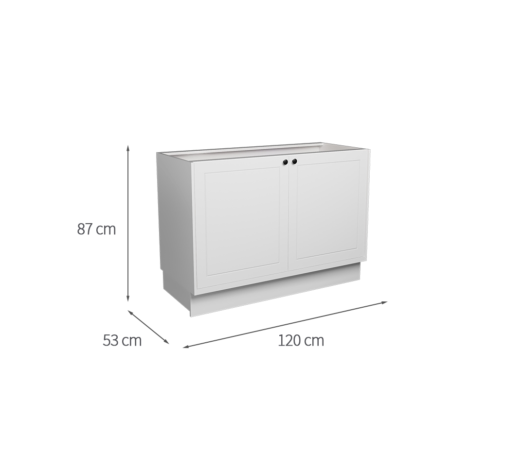 Balcão de Cozinha sem Tampo Évora 2 Portas Branco Ártico 120 cm