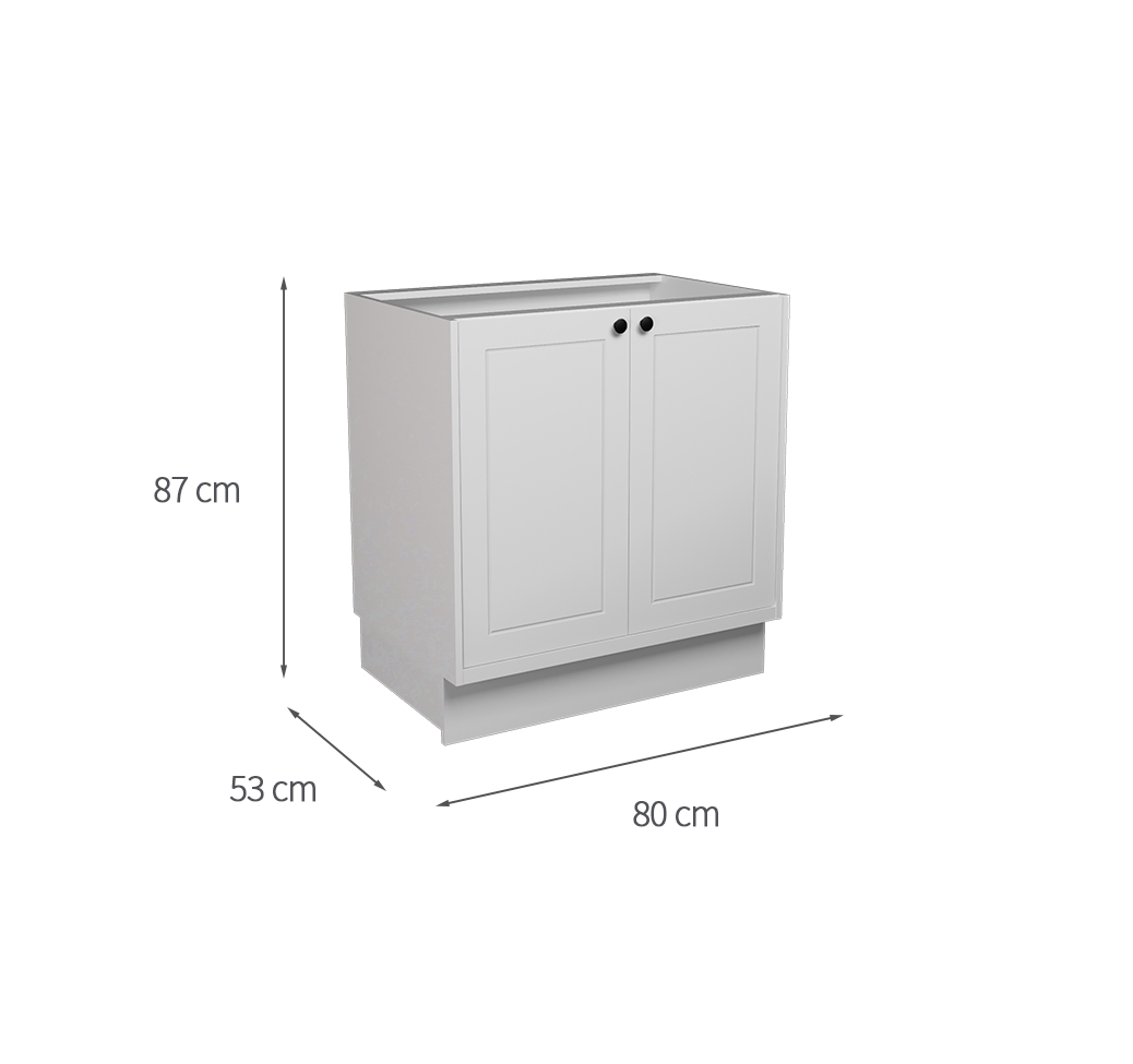 Balcão de Cozinha sem Tampo Évora 2 Portas Branco Ártico 80 cm