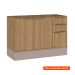 Balcão de Cozinha sem Tampo Deseo 2 Portas 3 Gavetas Mel e Fendi 120 cm