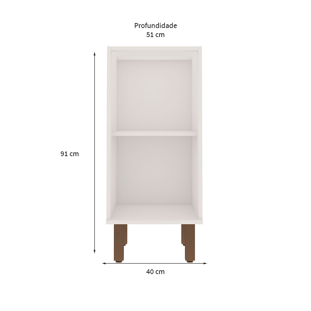 Balcão de Cozinha sem Tampo Iluminata 1 Porta Branco e Fendi