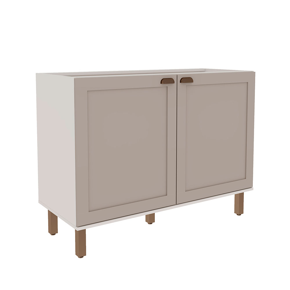 Balcão de Cozinha sem Tampo Iluminata 2 Portas Branco e Fendi 120 cm