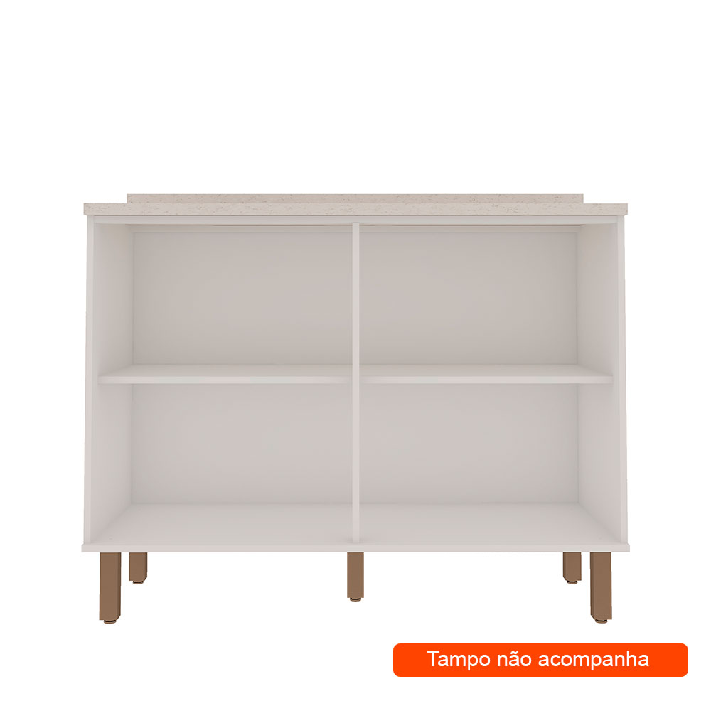 Balcão de Cozinha sem Tampo Iluminata 2 Portas Branco e Fendi 120 cm
