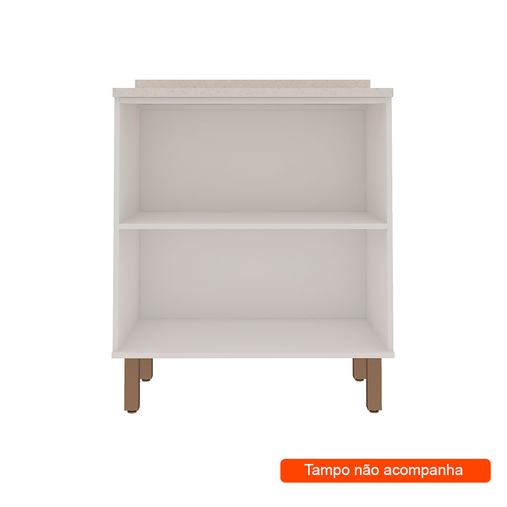 Balcão de Cozinha sem Tampo Iluminata 2 Portas Branco e Fendi 80 cm