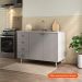 Balcão de Cozinha sem Tampo Maranello 100% MDF 2 Portas 4 Gavetas Cinza