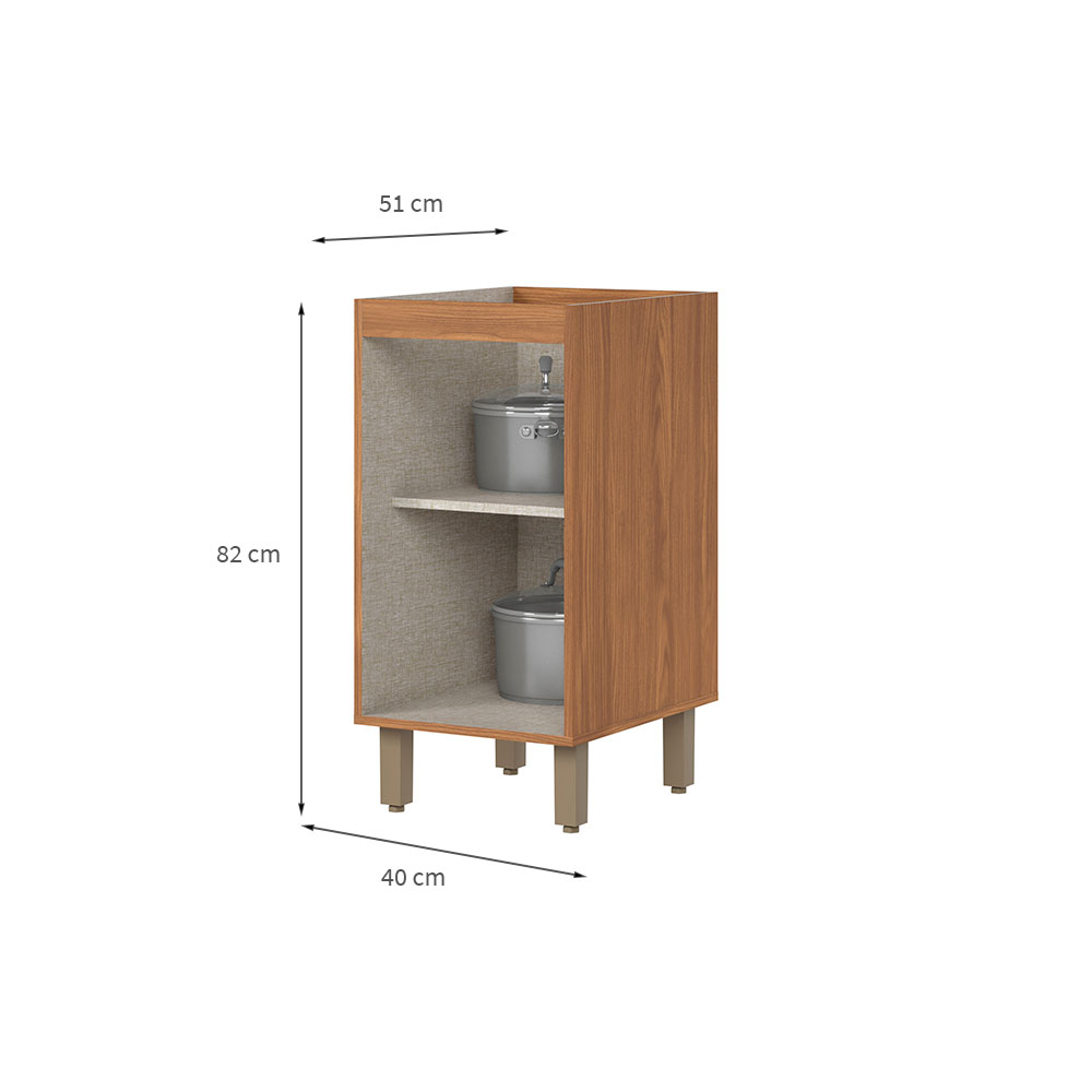 Balcão de Cozinha sem Tampo Requinte 1 Porta Nature e Areia