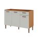 Balcão para Pia Essência 100% MDF 3 Portas 1 Gaveta Freijó e Off White