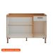 Balcão para Pia Essência 100% MDF 3 Portas 1 Gaveta Freijó e Off White