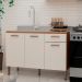 Balcão para Pia Essência 100% MDF 3 Portas 1 Gaveta Freijó e Off White