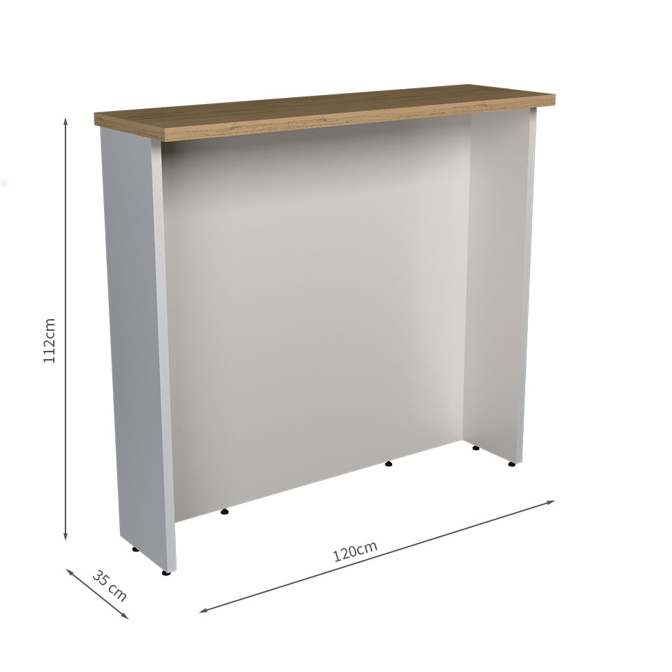 Bancada Ilha Évora Branco Ártico e Carvalho 120 cm