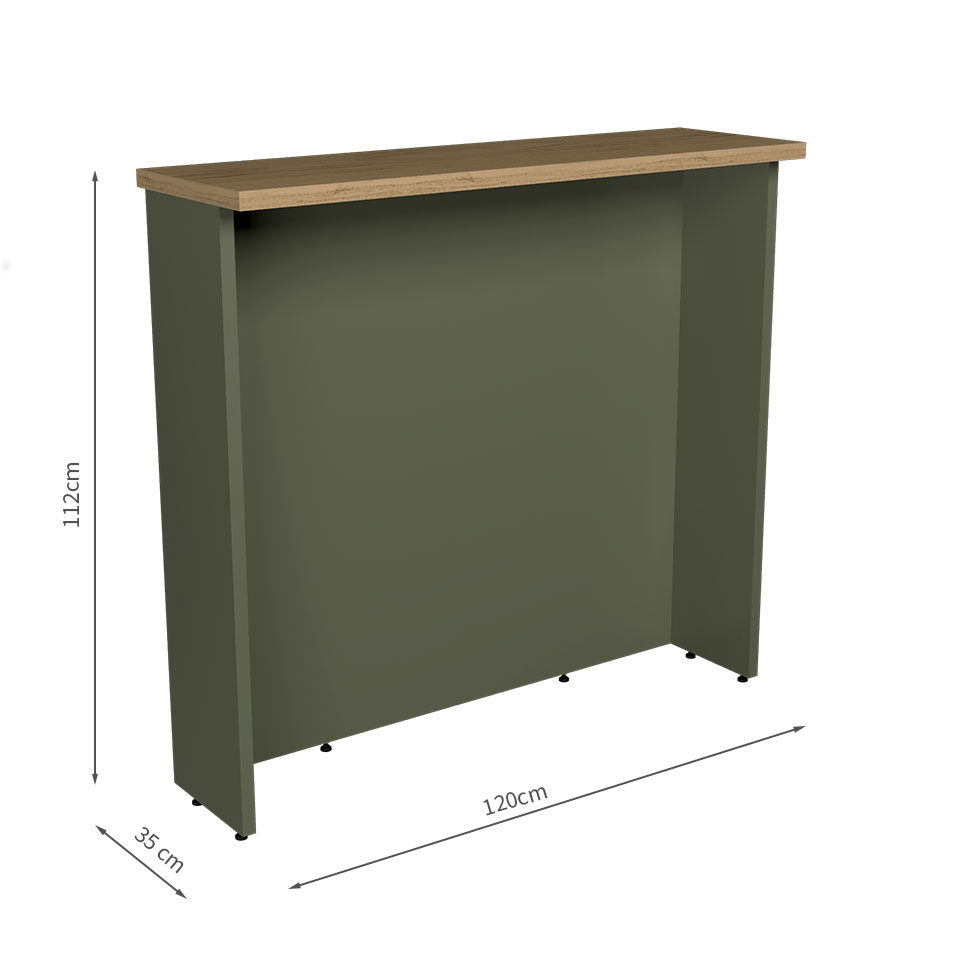 Bancada Ilha Évora Verde e Carvalho 120 cm