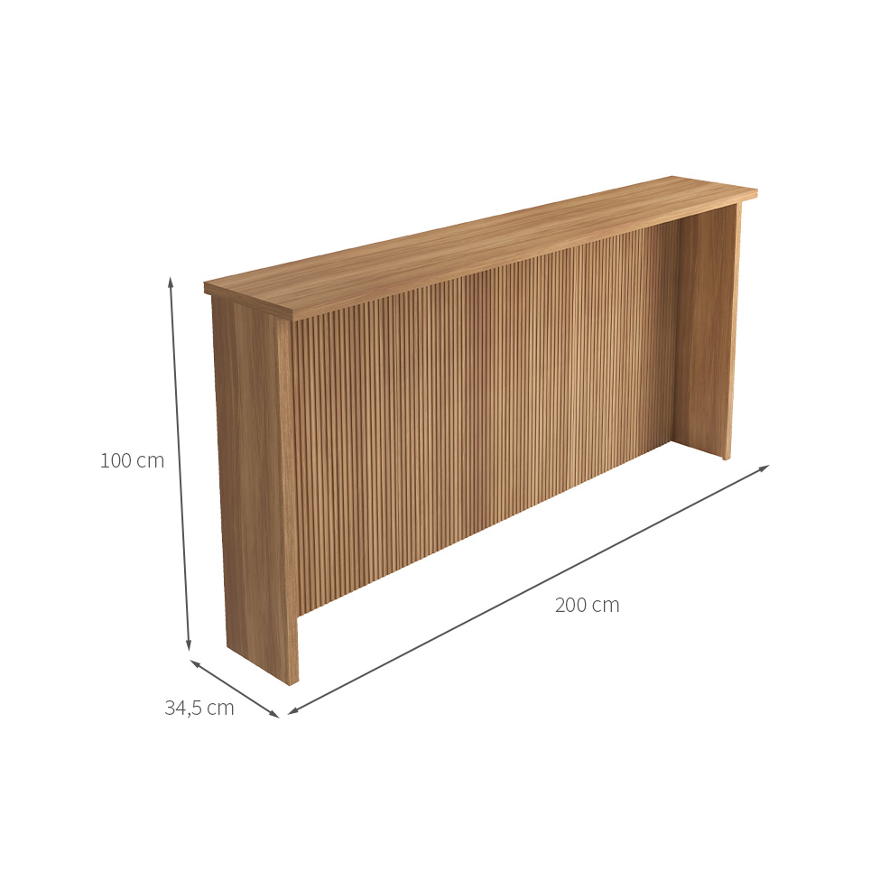 Bancada Ripada Ilha 100% MDF Nature 200 cm