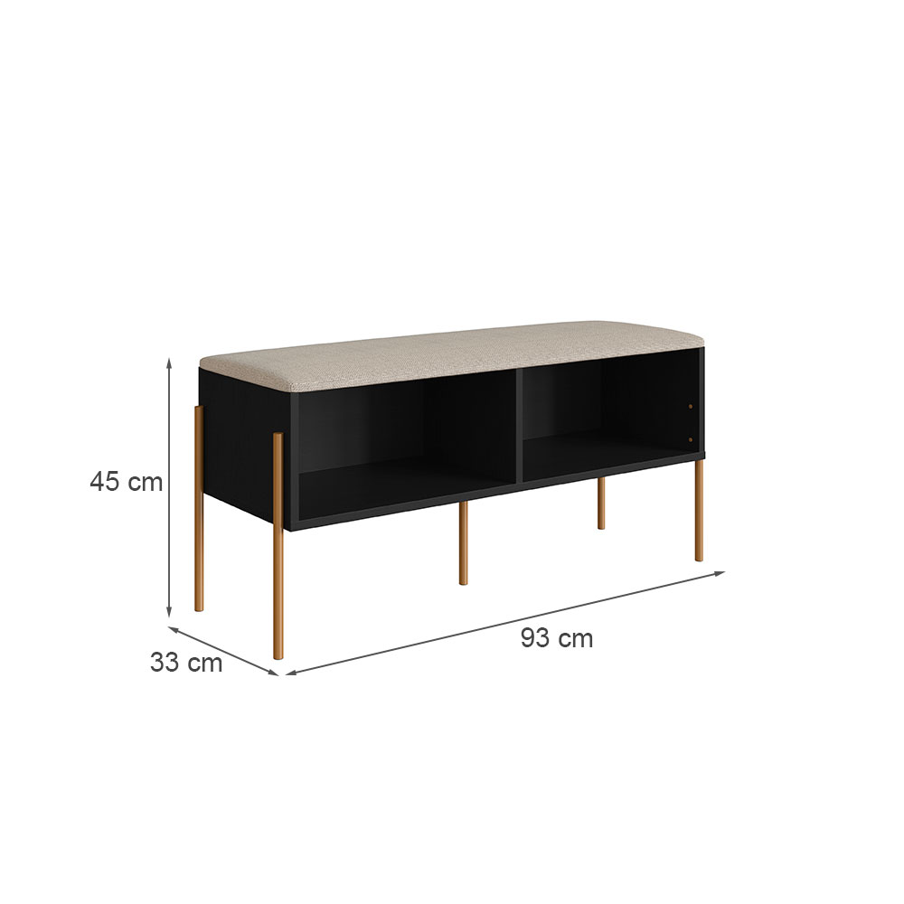 Banco Sapateira Oslo Preto e Dourado