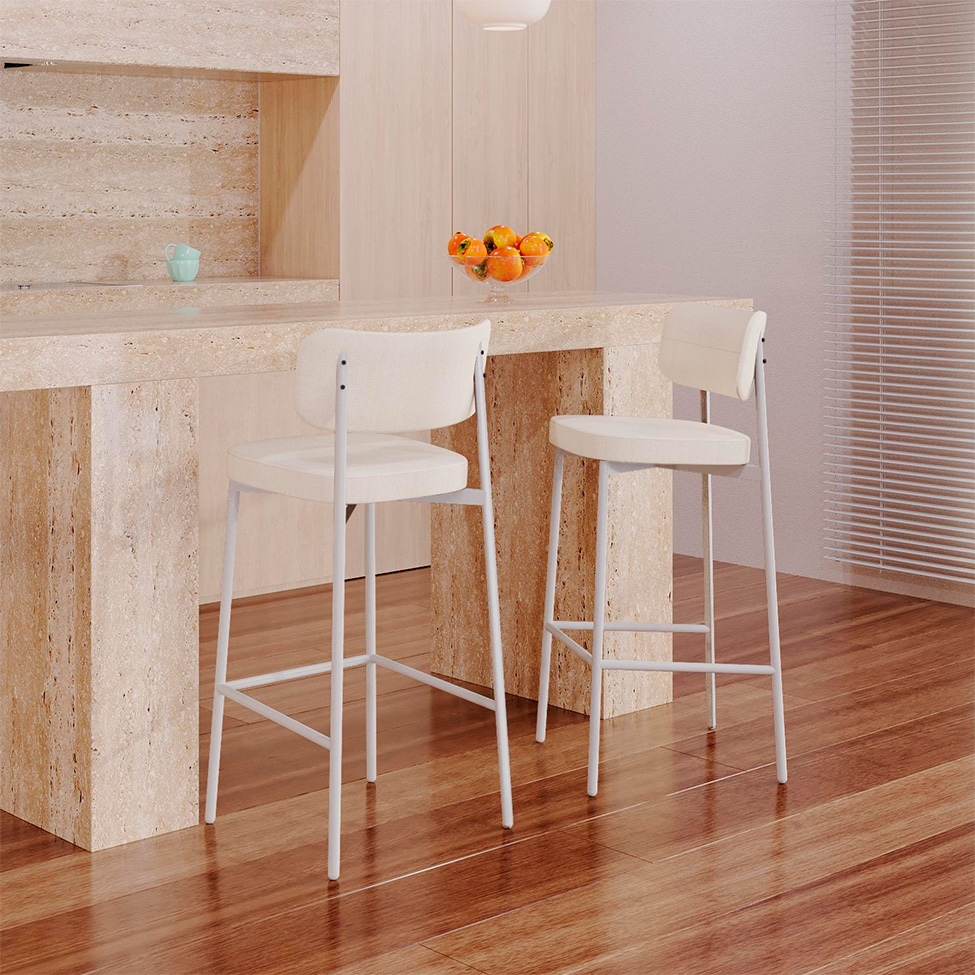 Banqueta Alloa Polipropileno Palha e Branco
