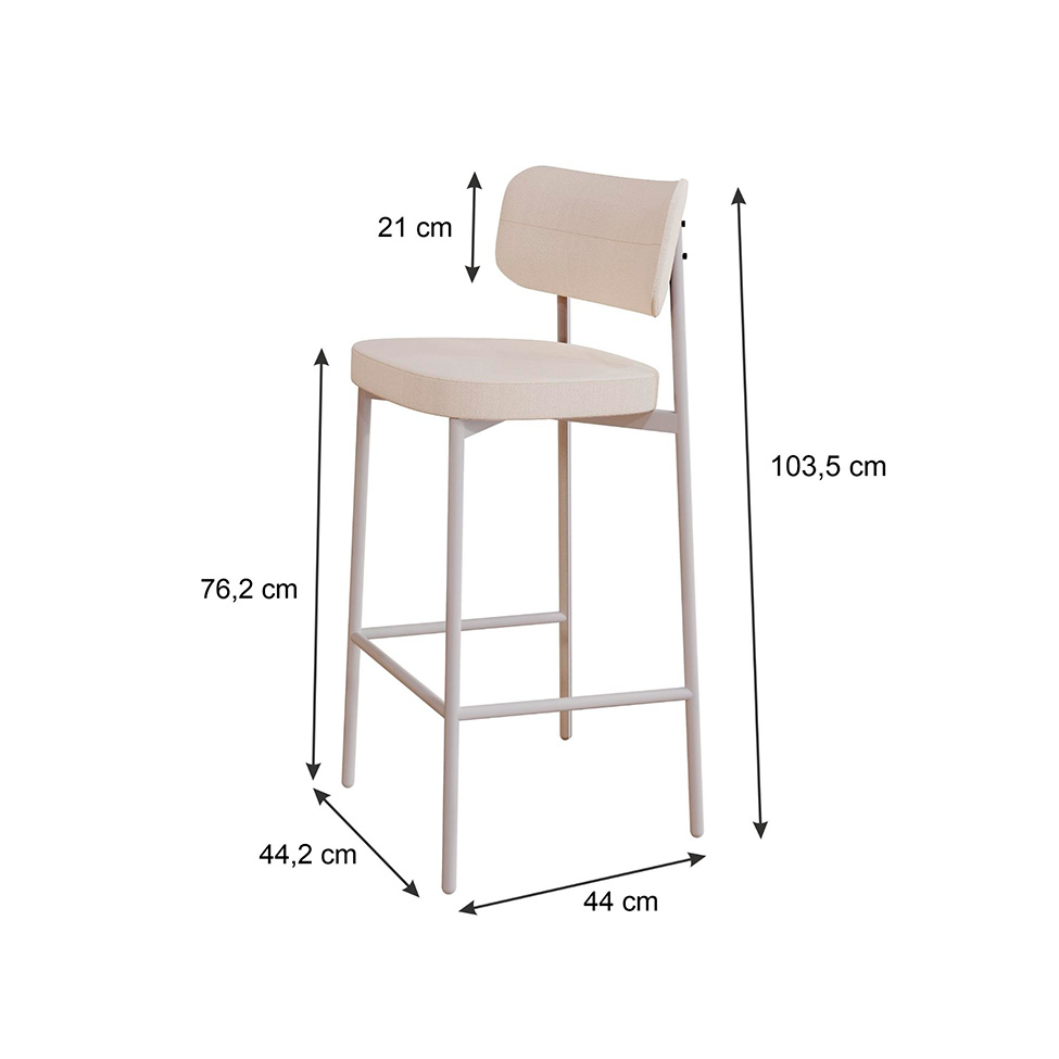 Banqueta Alloa Polipropileno Palha e Branco