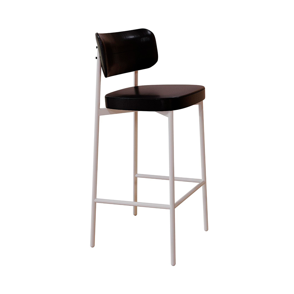Banqueta Alloa Rvestimento Sintético Preto e Branco