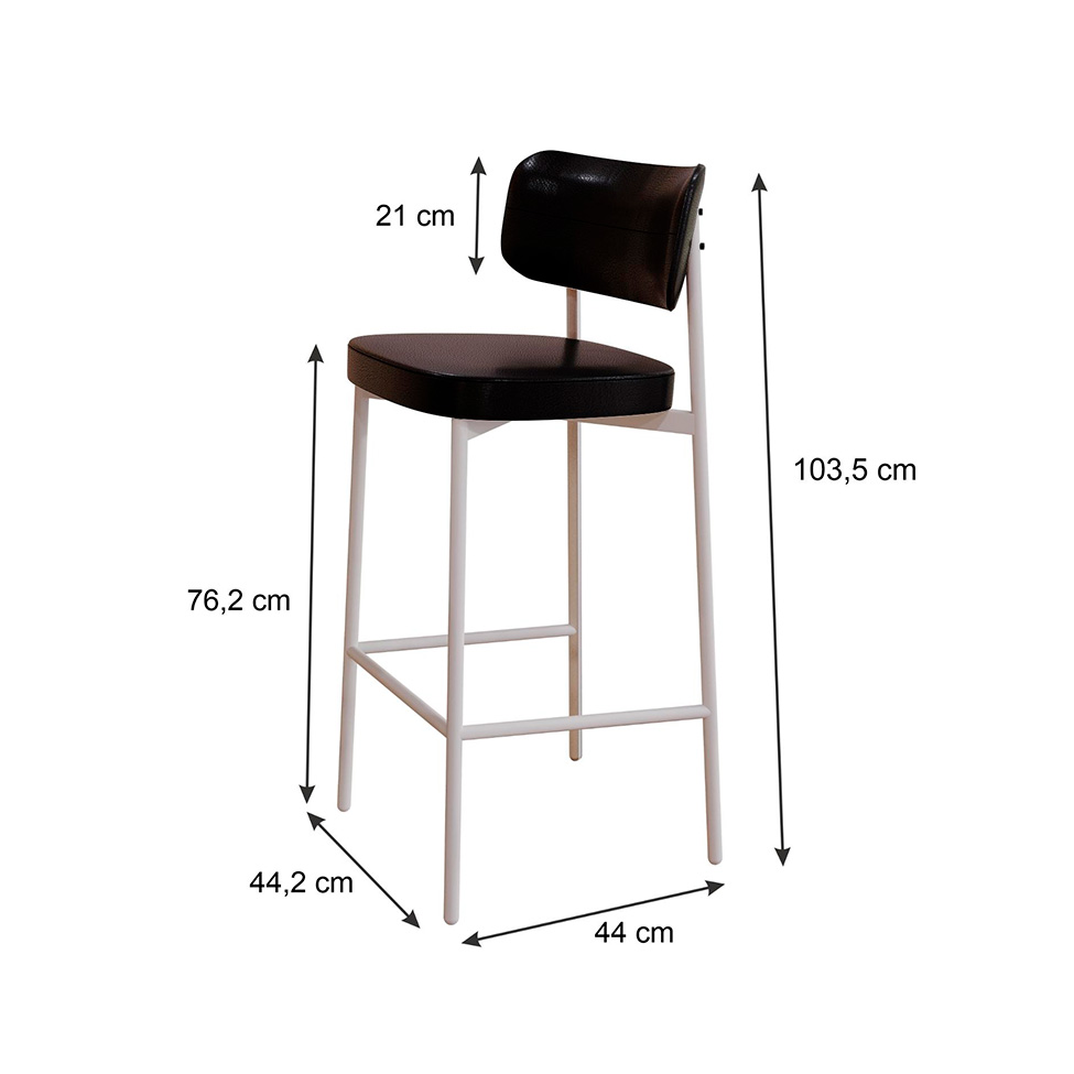 Banqueta Alloa Rvestimento Sintético Preto e Branco
