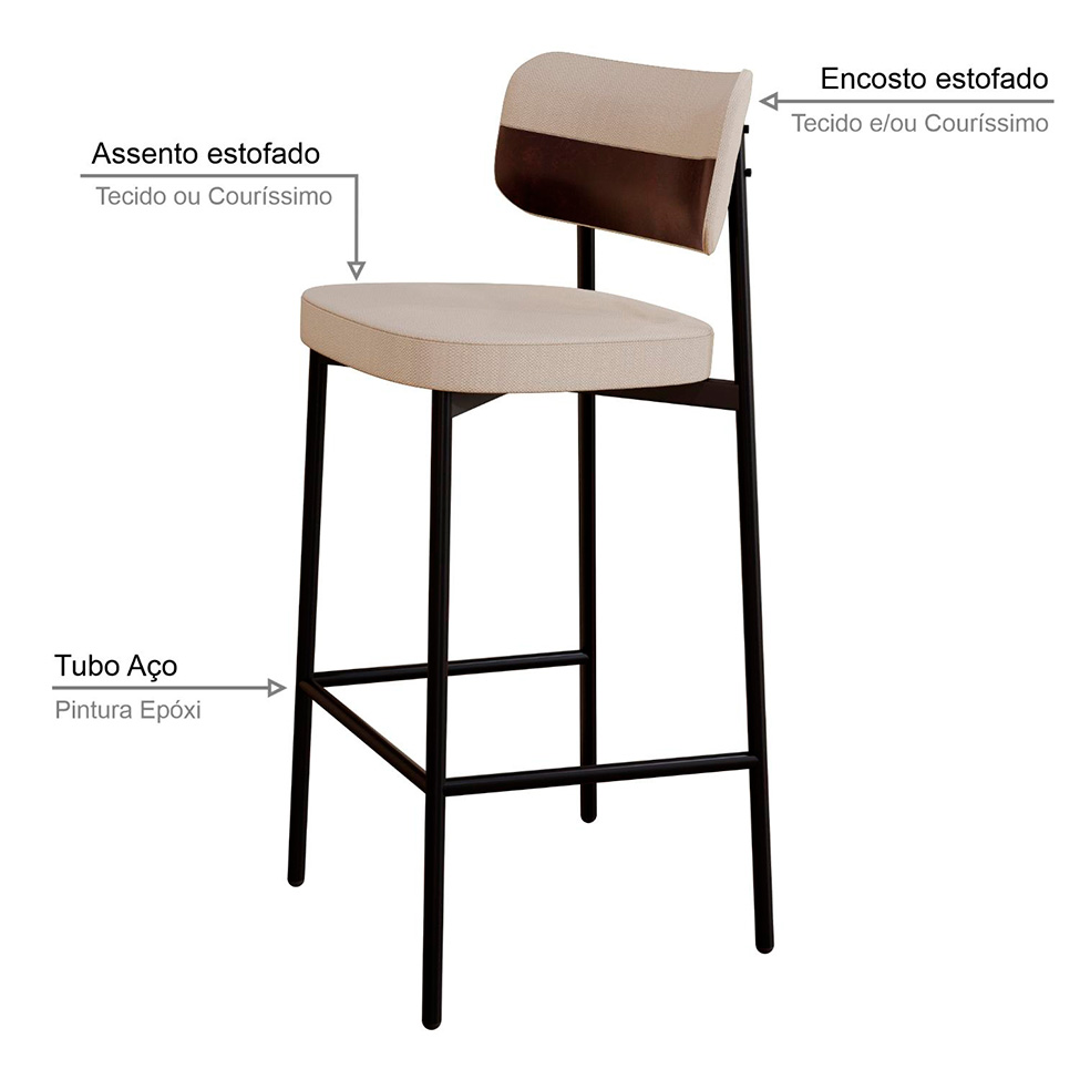 Banqueta Alloa com Detalhe Marrom e Areia