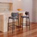 Banqueta Alloa com Detalhe Marrom e Cinza